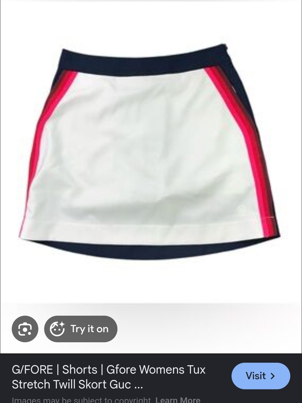 G/FORE White Golf Skort with Pink and Navy Trim